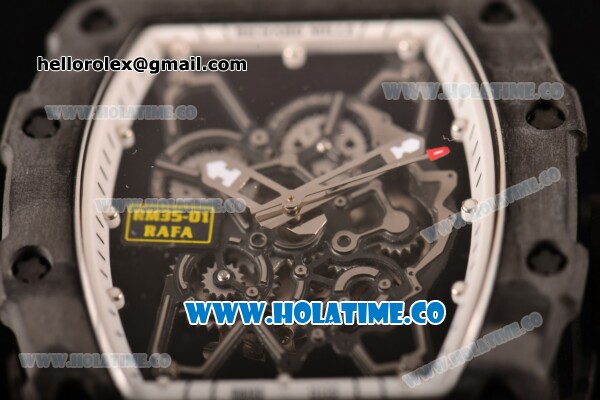 Richard Mille RM35-01 Bubba Watson Tourbillon Manual Winding Carbon Fiber Case with Skeleton Dial and White Dot Markers - White Inner Bezel - Click Image to Close